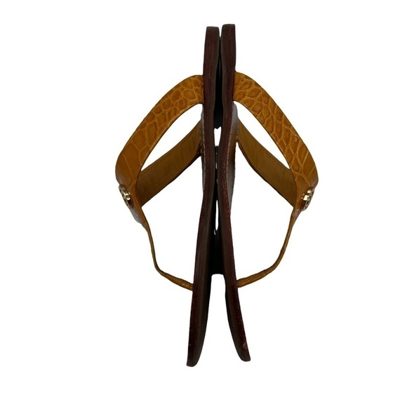 Tory Burch Brown Leather Thora Flat T-Strap Sandals Size 8 Women’s - Picture 6 of 8
